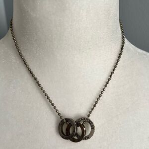 🍭6/$30 Engraved inspirational silver tone ring necklace